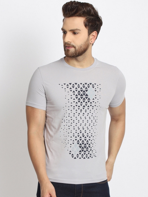 

98 Degree North Men Grey Printed Round Neck T-shirt