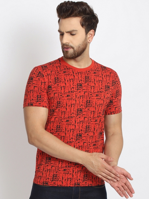 

98 Degree North Men Red Printed Round Neck T-shirt