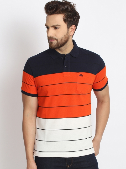 

98 Degree North Men Orange Colourblocked Polo Collar T-shirt