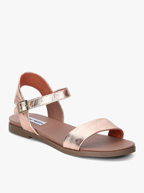 

Steve Madden Women Gold-Toned Solid Leather Open Toe Flats