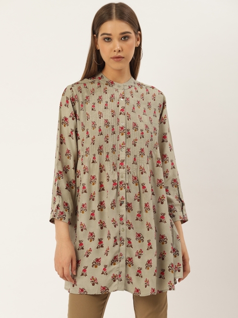 

Label Ritu Kumar Women Grey & Red Regular Fit Printed Ethnic Shirt