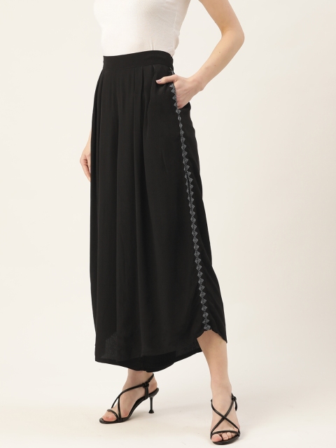 

Label Ritu Kumar Women Black Solid Wide Leg Palazzos