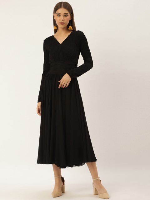 

Label Ritu Kumar Women Black Solid Fit & Flare Dress