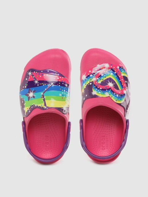 

Crocs Boys Pink & Purple Stars & Heart Print Clogs