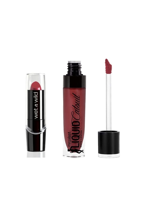 

Wet n Wild Sustainable Set of MegaLast Liquid Catsuit Matte Lipstick & Silk Finish Lipstick, Maroon