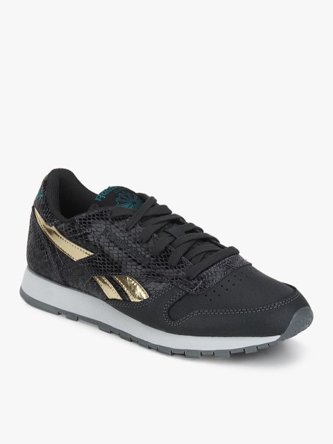 

Reebok Women Charcoal Grey Textured Leather Sneakers