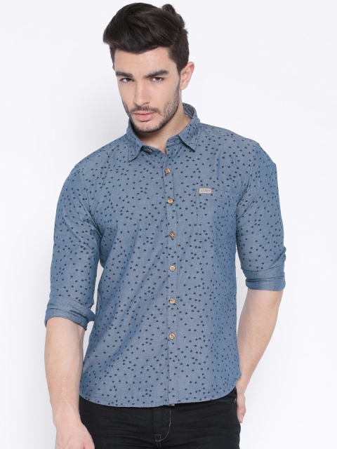 

Flying Machine Blue Printed Casual Shirt