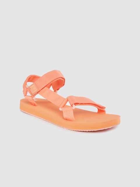 

United Colors of Benetton Women Peach-Coloured Solid Sports Sandals