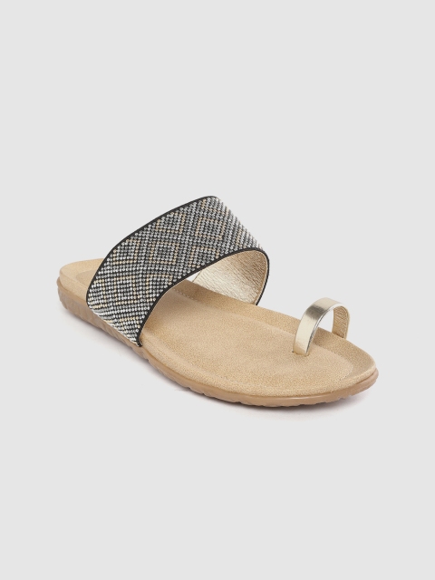 

Ginger by Lifestyle Women Silver-Toned & Gold-Toned Embellished One Toe Flats