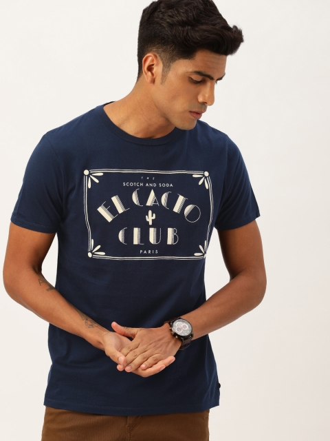 

Scotch & Soda Men Navy Blue Printed Round Neck T-shirt