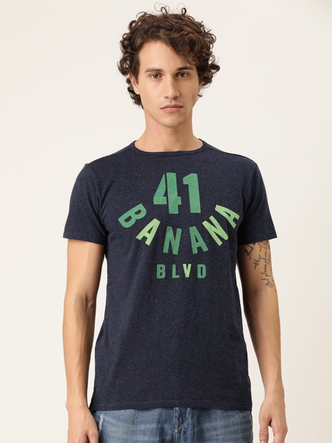 

Scotch & Soda Men Navy Blue Printed Slim Fit Round Neck T-shirt