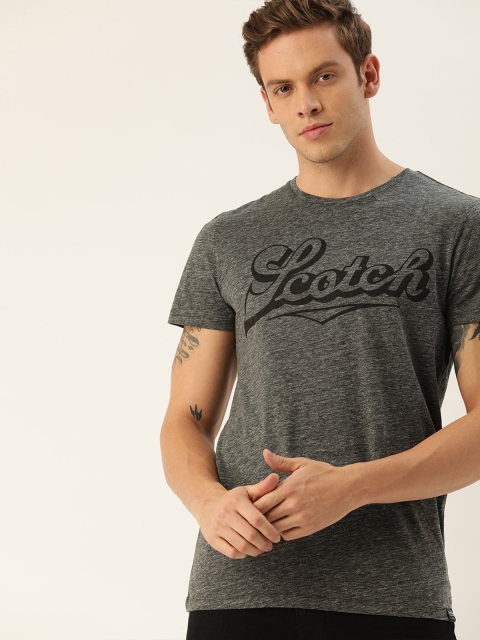 

Scotch & Soda Men Grey Melange Printed Round Neck T-shirt