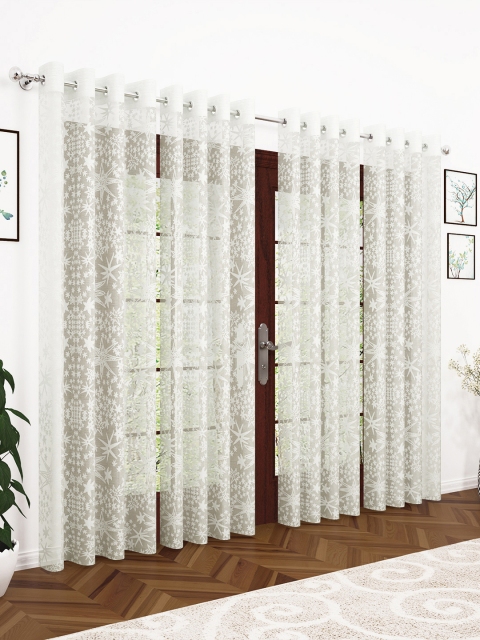 

Story@home White Set of 4 200GSM Sheer Semi Long Door Curtains