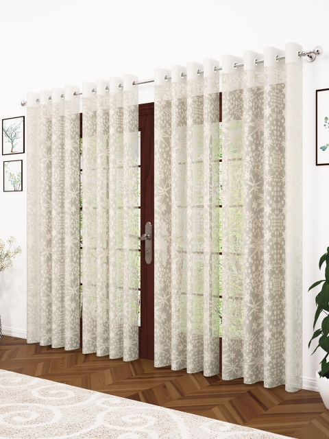 

Story@home Beige & Off-White Set of 4 200GSM Sheer Semi Long Door Curtains