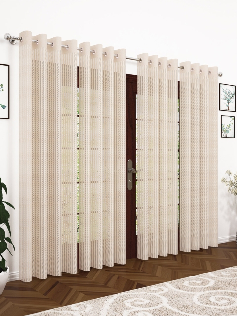 

Story@home Cream-Coloured Set of 4 200GSM Sheer Semi Long Door Curtains