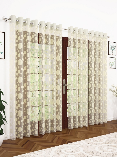 Story@home Cream-Coloured Set of 4 200GSM Sheer Semi Long Door Curtains