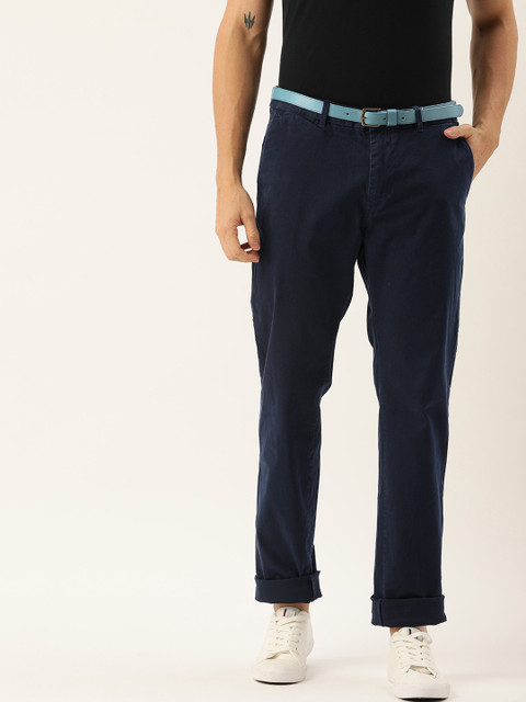 

Scotch & Soda Men Navy Blue Stuart Slim Fit Solid Chinos