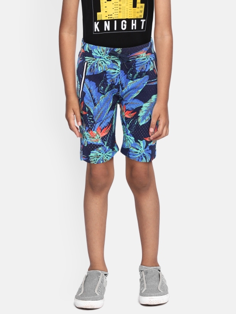

Tommy Hilfiger Boys Blue & Coral Red Tropical Print Regular Fit Shorts