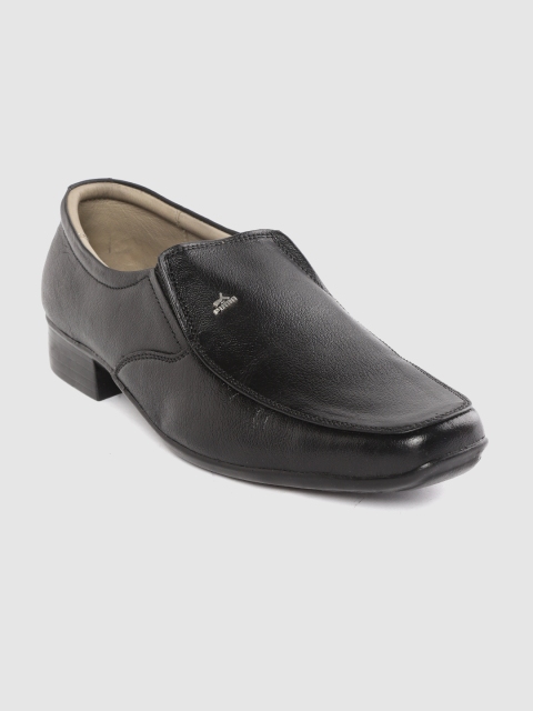 

Cobblerz Men Black Leather Formal Slip-Ons