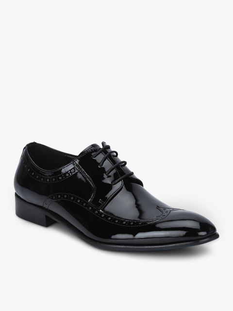 

Cobblerz Men Black Leather Solid Formal Brogues