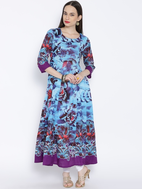 

Rain & Rainbow Blue Printed Anarkali Kurta