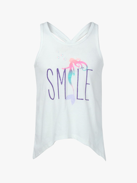 

The Childrens Place Girls White & Blue Printed Styled Back Top