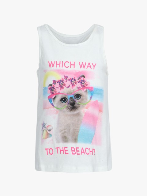 

The Childrens Place Girls White Printed Tank Top
