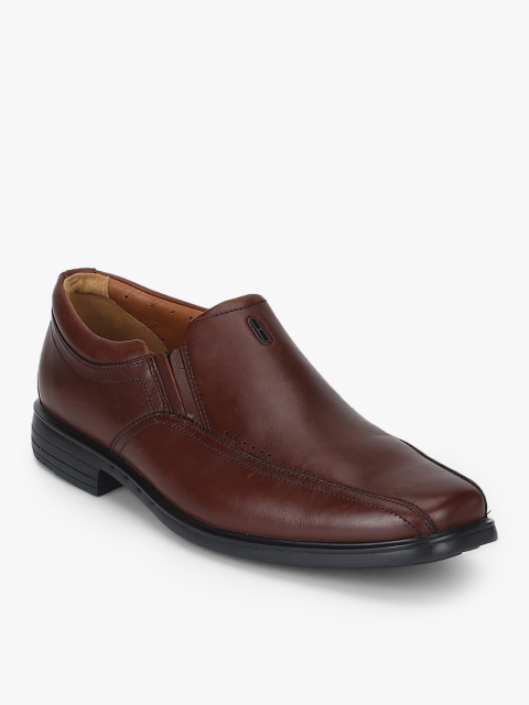 

Clarks Men Brown Solid Leather Formal Slip-On Shoes