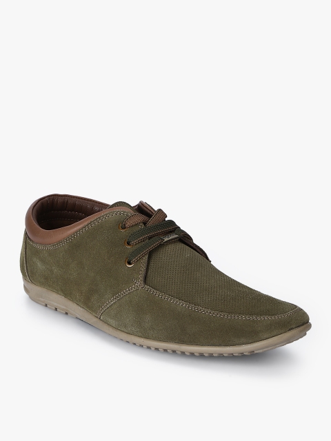 

Egoss Men Olive Green Suede Derbys