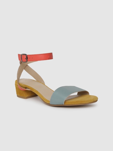 

United Colors of Benetton Women Blue & Mustard Colourblocked Sandals