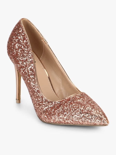 

Jove Women Rose Gold-Toned Embellished Party Wear Pumps