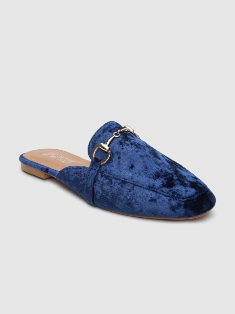 

Shoe Couture Women Blue Solid Suede Mules