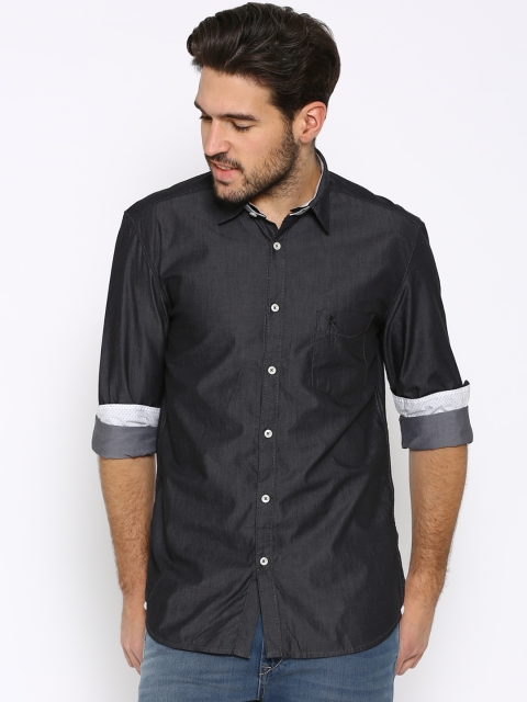 

Parx Black Slim Fit Casual Shirt