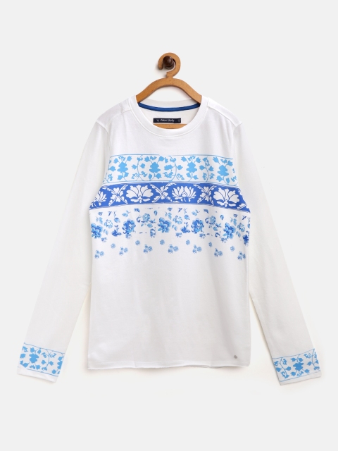 

Allen Solly Junior Girls White & Blue Floral Printed Round Neck T-shirt