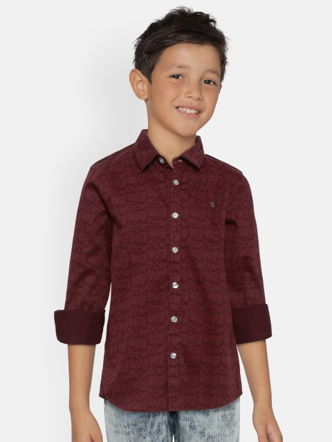 

Allen Solly Junior Boys Burgundy Slim Fit Paisley Print Casual Shirt with Bow Tie