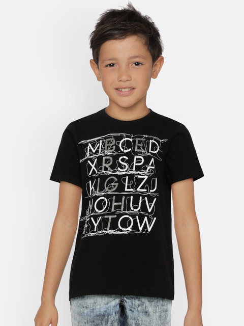 

Allen Solly Junior Boys Black Printed Round Neck T-shirt