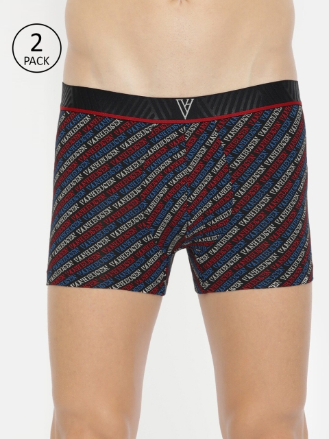 

Van Heusen Men Pack of 2 Black & Red Printed Trunks