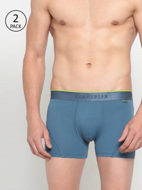 

Van Heusen Men Pack of 2 Blue Solid Trunks