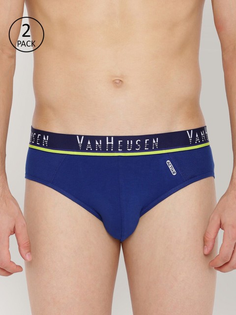 

Van Heusen Men Pack of 2 Blue Solid Briefs 6985090, Navy blue