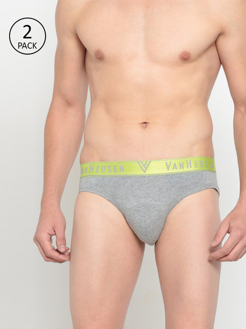 

Van Heusen Men Pack of 2 Grey Melange Solid Briefs 6968608