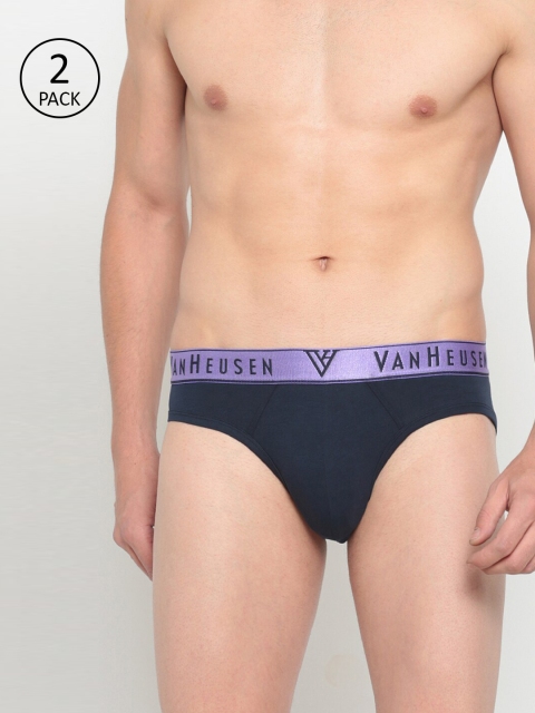 

Van Heusen Men Pack of 2 Navy Blue Solid Briefs 6968609