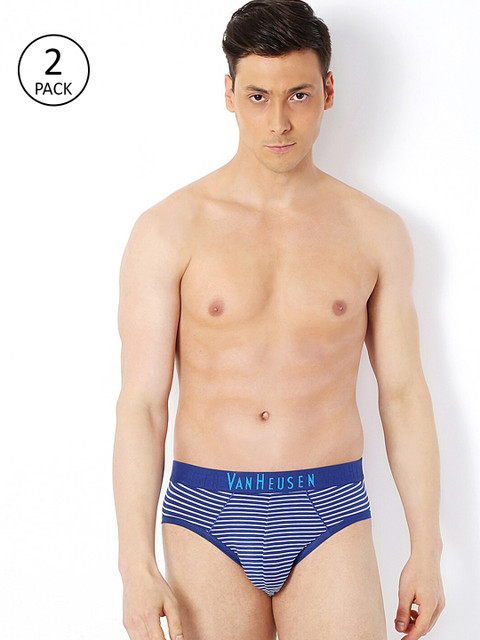 

Van Heusen Men Pack of 2 Navy Blue & White Striped Briefs 2113843