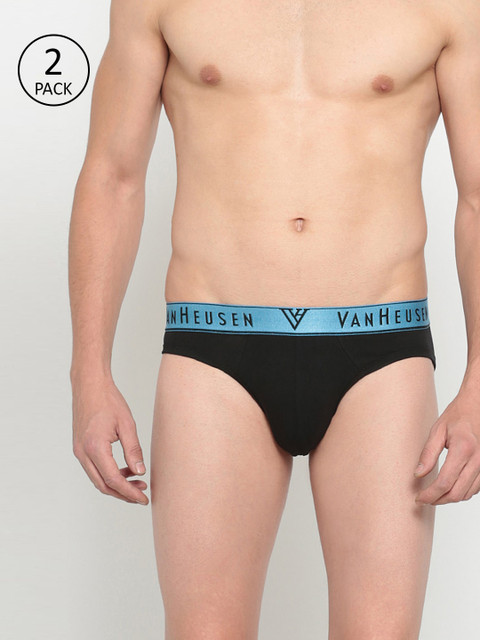 

Van Heusen Men Pack of 2 Black Solid Briefs 6968579