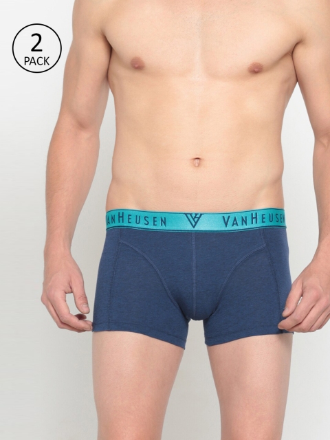 

Van Heusen Men Pack Of 2 Navy Blue Solid Trunks