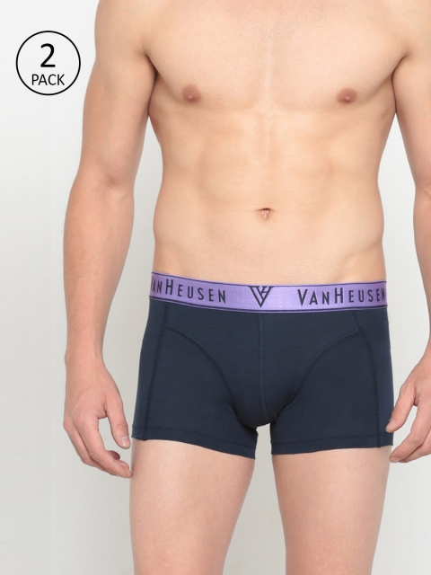 

Van Heusen Men Pack Of 2 Navy Blue Solid Trunks
