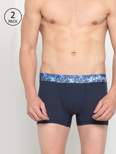 

Van Heusen Men Pack of 2 Navy Blue Solid Trunks