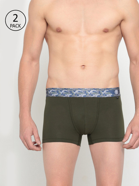 

Van Heusen Men Pack of 2 Olive Green Solid Trunks