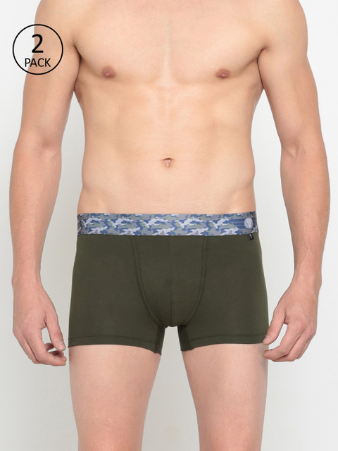 

Van Heusen Men Pack of 2 Olive Green Solid Trunks
