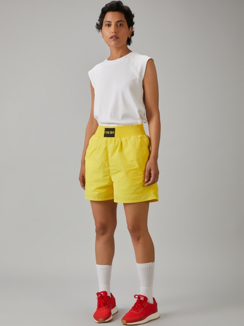 

Bhaane Women Yellow Solid Loose Fit Sports Shorts
