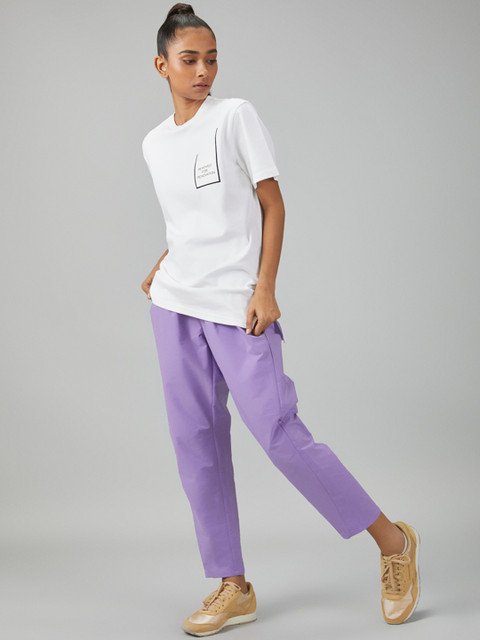 

Bhaane Women Lavender Loose Fit Solid Regular Trousers